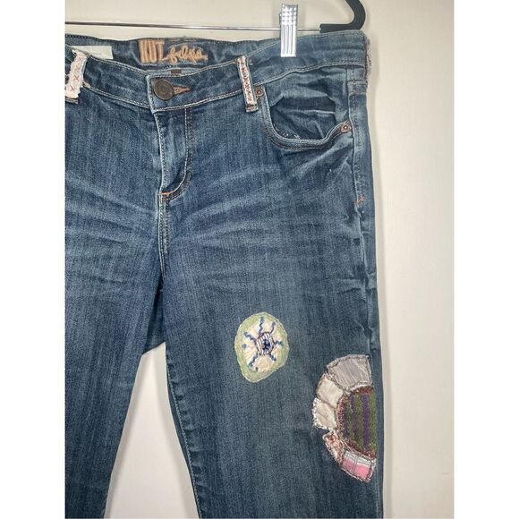 Kut from the Kloth Catherine Boyfriend boho jeans with patch details size 8 - Picture 7 of 16